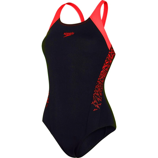 Speedo Boom Splice Muscleback Swimsuit Black/Lava 40"