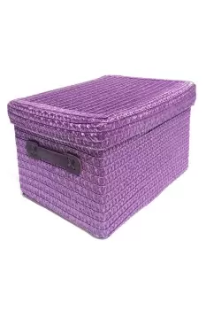 Coloured Polyester Storage Basket Organiser With Lid 28 x 22 x 20 cm