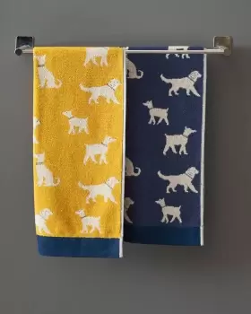 Cotton Traders 2 Pack Dog Jacquard Hand Towel in Yellow