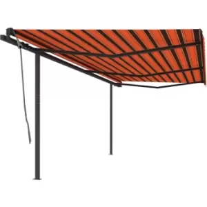 Manual Retractable Awning with Posts 6x3 m Orange and Brown vidaXL - Multicolour
