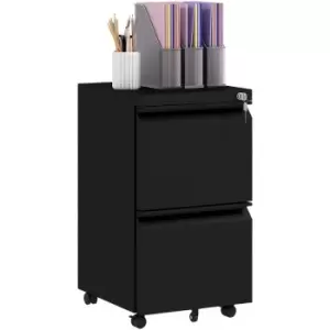 Vinsetto Steel File Cabinet with Lock and Hanging Bar for Letter A4 Legal Size - Black