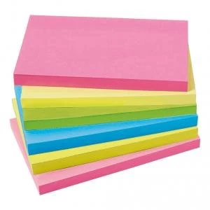 Office 76x127mm Extra Sticky Re move Notes 4 Assorted Neon Colours Pad