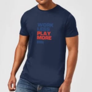 Plain Lazy Work Less Play More Mens T-Shirt - Navy - XXL