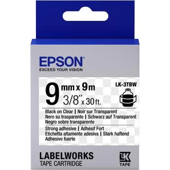 Epson Label Cartridge Strong Adhesive LK-4TBW Black/Transparent 12mm (