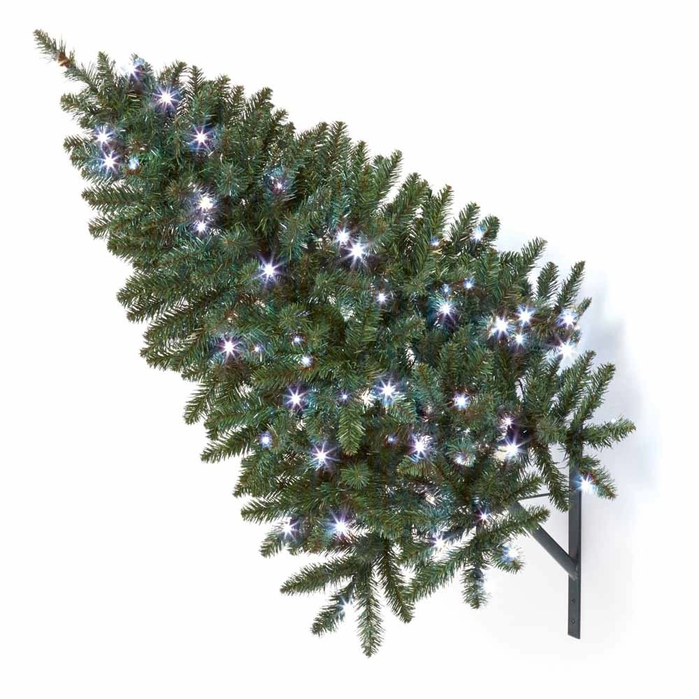 Premier 90cm PreLit with White LED Wall Mounted Artificial Christmas Tree PVC with metal base and frame - wilko