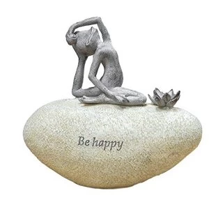 Country Living Yoga Frog on a Stone - Be Happy