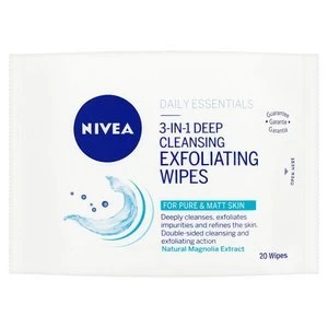 Nivea Daily Ess 3-in-1 Deep Cleansing Exfoliating Wipes x20