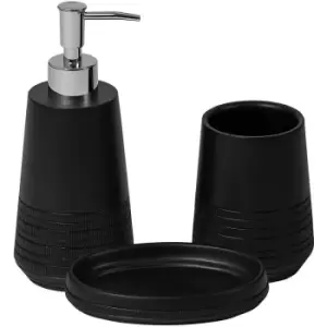 Showerdrape - Strata Black Resin 3 piece Bathroom Accessory Set - Black