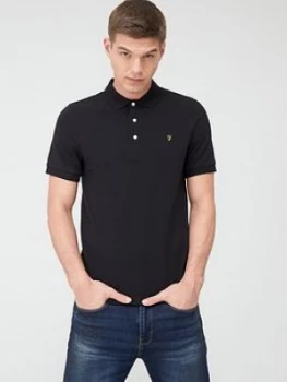 Farah Blanes Pique Polo Shirt - Black, Size L, Men