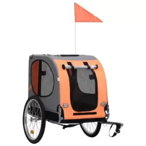 Vidaxl Dog Bike Trailer Orange And Grey