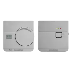 Sangamo Electronic Wireless Thermostat with Digital Display Silver - CHPRSTATDRFS