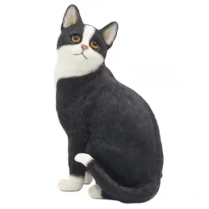 Cat Figurine Of Sitting Black & White Cat By Lesser & Pavey