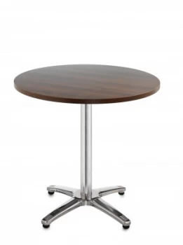 Roma Circular Table With 4 Leg Chrome Base 600mm - Walnut