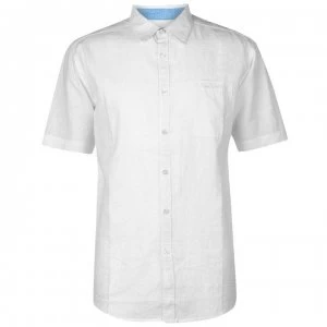 Pierre Cardin Short Sleeve Linen Shirt Mens - White