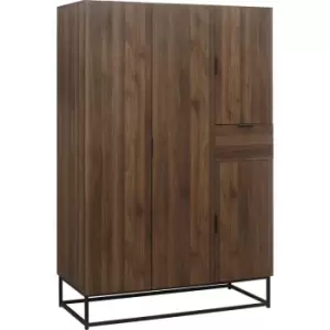 Birlea - Houston Walnut Wooden 4 Door 1 Drawer Wardrobe