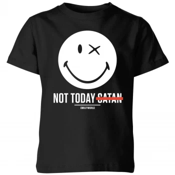 Smiley World Slogan Not Today Satan Kids T-Shirt - Black - 9-10 Years
