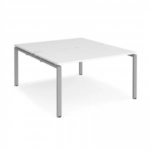 Adapt II Back to Back Desk s 1400mm x 1600mm - Silver Frame White top