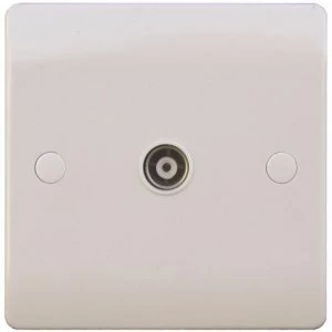 ESR Sline White Coaxial TV Outlet Un-Isolated Single Wall Plate