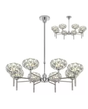 , 8 Light G9 Telescopic Light With Polished Chrome And Crystal Shade