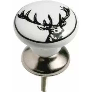 Set of 4 Stag Design Drawer Knobs Ceramic Knobs With Stylish Round Shaped Made From Ceramic Material Metal Base Knob For Cabinet / Chest Of Drawers 6