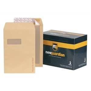 New Guardian C4 Heavyweight Board Backed Peel and Seal Power Tac Window Envelopes 130gsm Manilla Pack of 125 Envelopes