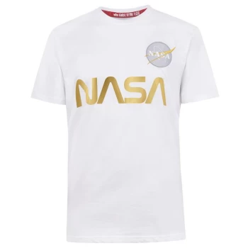 Alpha Industries NASA Reflective T Shirt - White & Gold