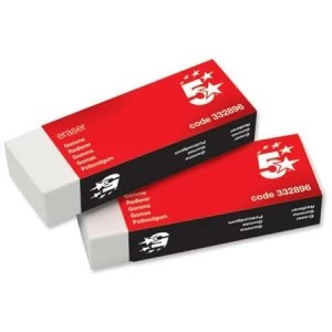 5 Star Office Plastic Eraser Paper-sleeved 60x21x12mm Pack 10