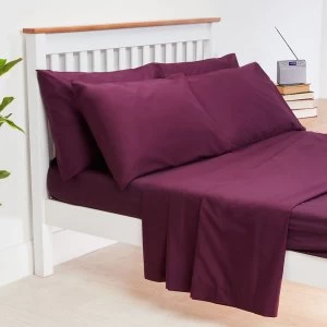 Catherine Lansfield Non-Iron Single Fitted Sheet - Plum