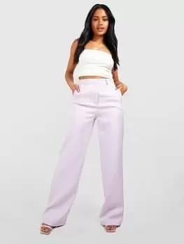 Boohoo Wide Leg Tailored Trousers - Lilac, Purple, Size 12, Women