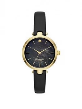 Kate Spade New York Black And Gold Detail Dial Black Leather Strap Ladies Watch