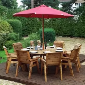 Charles Taylor Eight Seater Round Table Set with Parasol, Burgundy