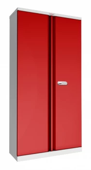 SCL Series SCL1891GRE 2 Door 4 Shelf Steel Storage Cupboard Grey Body & Red Doors with Electronic Lock