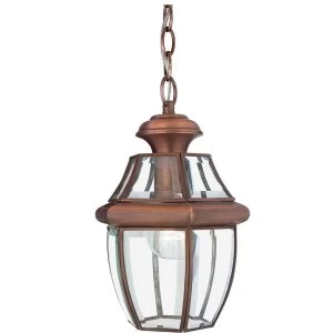 1 Light Medium Chain Lantern - Aged Copper, E27