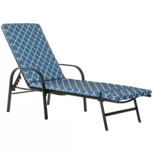 Harbour Housewares - Sussex Sun Lounger Cushion - Navy Moroccan