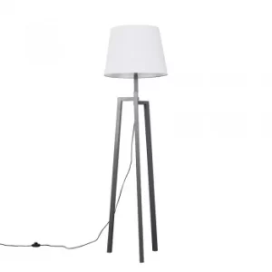 Augustus Grey Wood Tripod Floor Lamp with XL White Aspen Shade