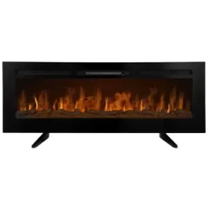 Electric Wall Mounted Inset LED Black Fireplace Free Standing 60 - Black