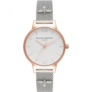 Embellished Strap 3D Bee Rose Gold & Silver Watch