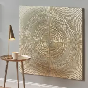 Antiqued White and Gold Textured Metal Wall Art Gold/White