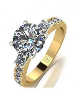 Moissanite 18ct Gold Lady Lynsey 2ct Total Moissanite Solitaire Ring, Gold, Size V, Women