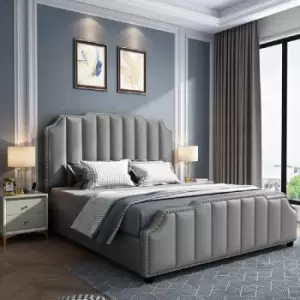 Arnold Bed Double Plush Velvet Grey