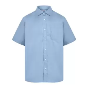 Absolute Apparel Mens Short Sleeved Classic Poplin Shirt (M) (Light Blue)