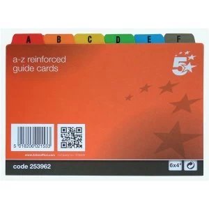 5 Star Office Guide Card Set A Z Reinforced 6x4in 152x102mm White with Assorted Coloured Tabs
