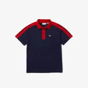 Boys' Lacoste SPORT Ultra-Dry Pique Polo Size 4 yrs Red / Navy Blue