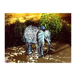 Solar Metal Silhouette Elephant Garden Ornament