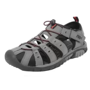 PDQ Mens Toggle & Touch Fastening Synthetic Nubuck Trail Sandals (8 UK) (Grey/Red)