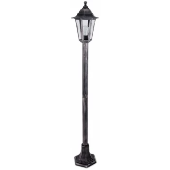 1.2M Black & Silver Outdoor Lamp Post Bollard & Top Lantern Light - Ip44 - Black