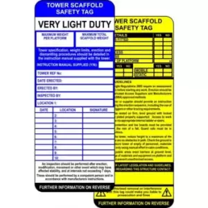 Tower Scaffold Safety Tag Inserts, Pack of 10