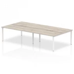 B2B White Frame Bench Desk 1200 Grey Oak (4 Pod)