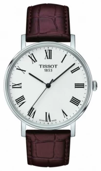 Tissot Mens Everytime Medium Brown Leather Strap White Dial Watch