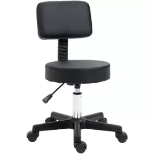 Beautician's Adjustable Swivel Salon Chair w/ Padded Seat Back 5 Wheels Black - Black